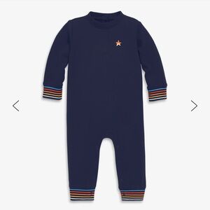 Primary (6-12 months) Baby embroidered stripe trim sweatshirt romper